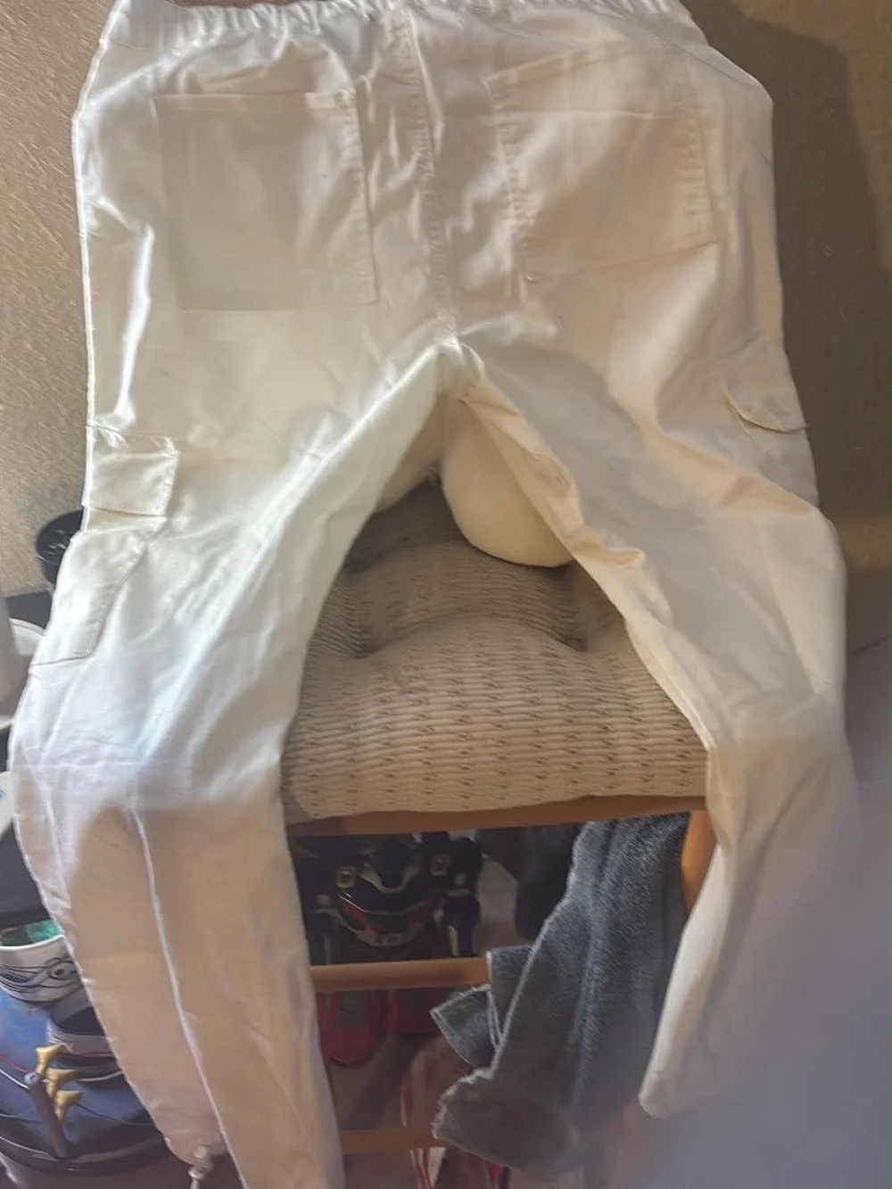 Men's White Cargo Jogger Pants - Versatile Utility Style unisex